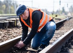 Zdeněk Hadaš instaluje senzory na kolejnici__foto z testování první generace v roce 2021_foto_ Jan Prokopius_VUT (2)